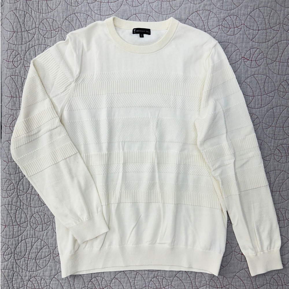 American Tall Sweater Cream Textured Stripe / Men's Medium Tall MT